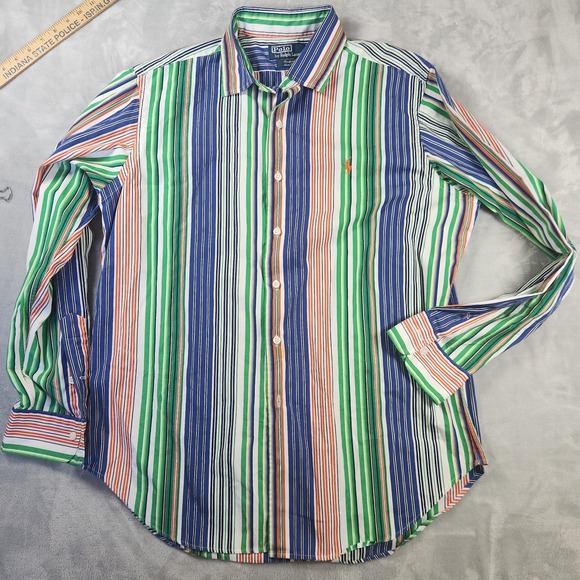 Polo Ralph Lauren Bradford Classic Fit Striped Button Up Shirt MultiColor Size L - Picture 1 of 6